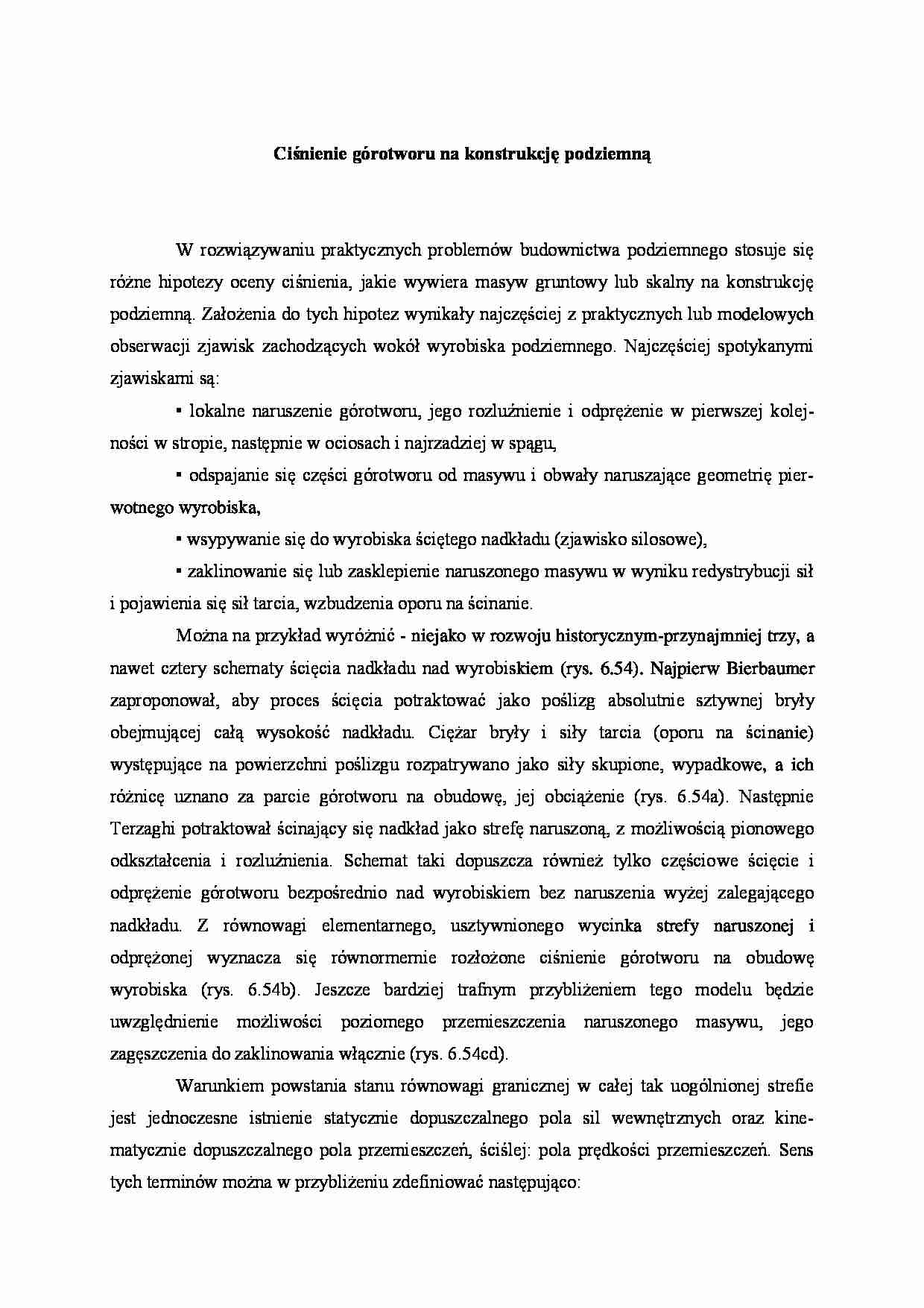 Ciśnienie górotworu na konstrukcję podziemną - strona 1