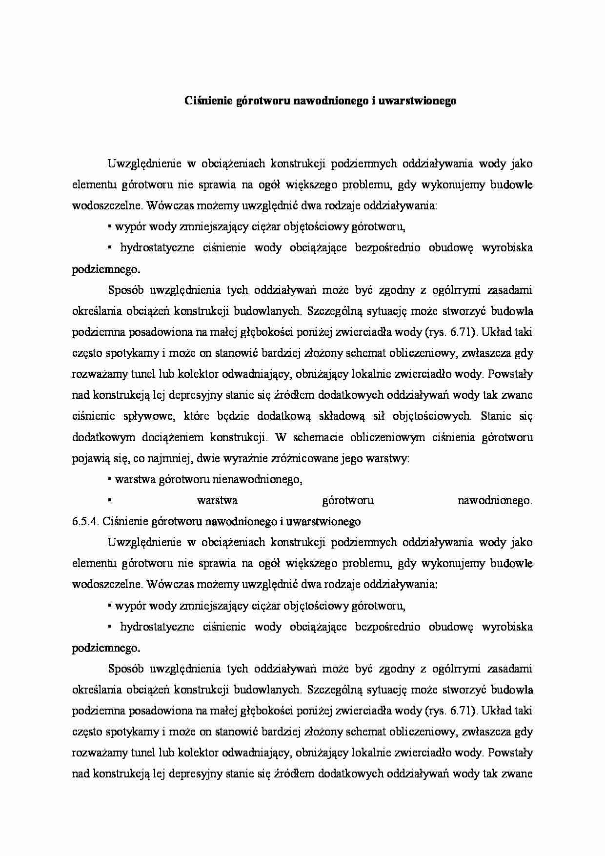 Ciśnienie górotworu nawodnionego i uwarstwionego - strona 1