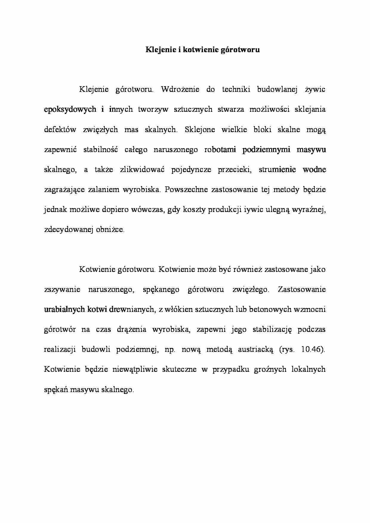 Klejenie i kotwienie górotworu - strona 1