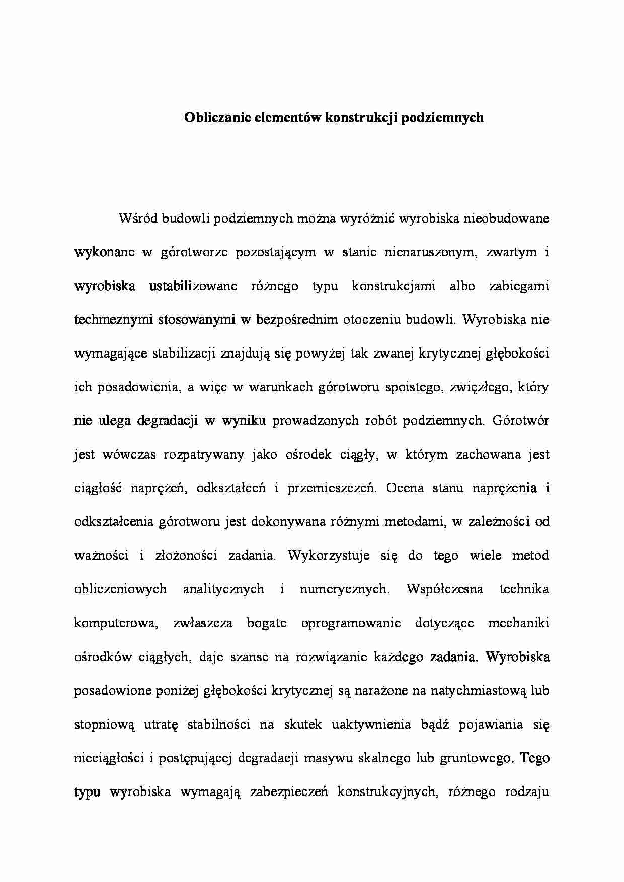 Obliczanie elementów konstrukcji podziemnych - strona 1