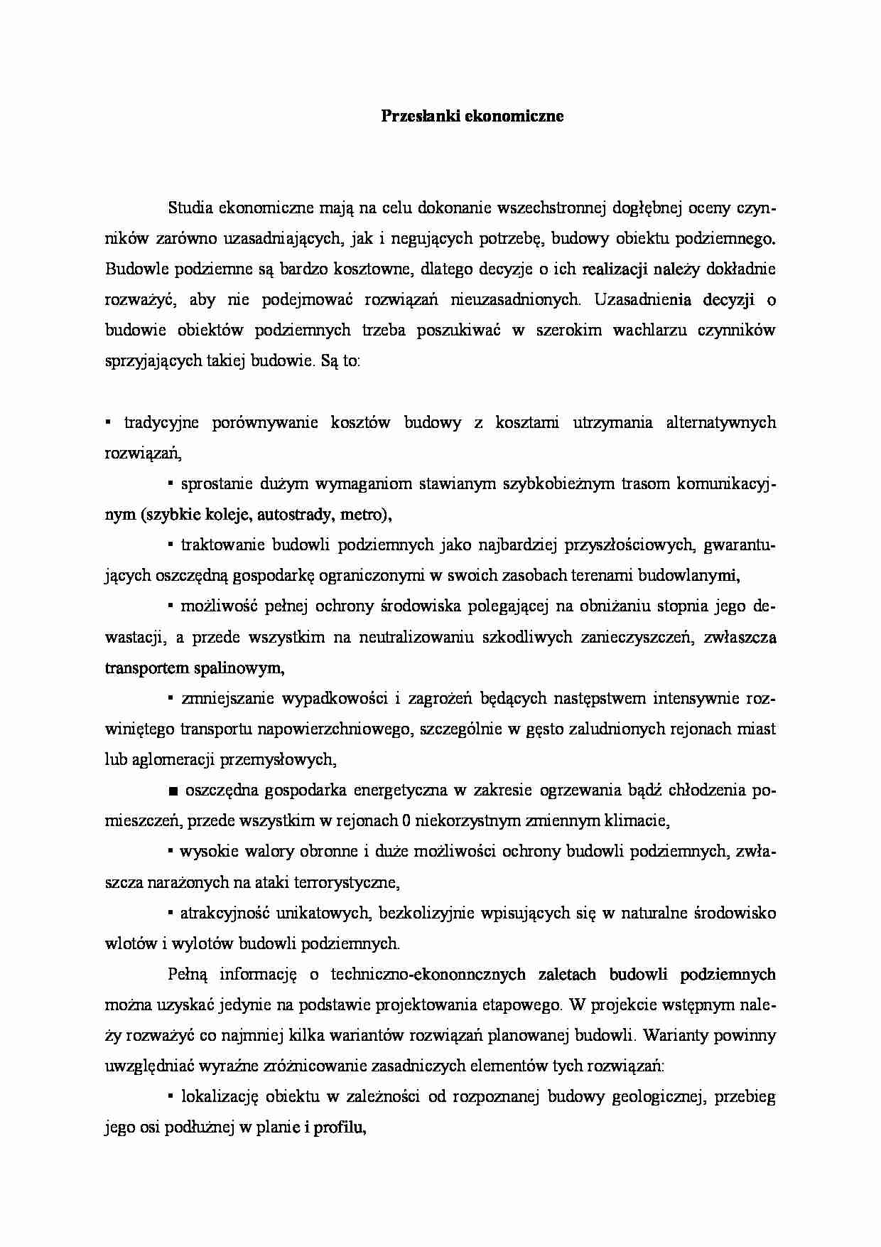 Przesłanki ekonomiczne - strona 1