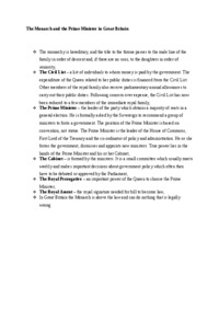 The Monarch and the Prime Minister in Great Britain