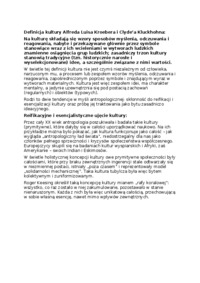 Definicja kultury Alfreda Luisa Kroebera i Clyde'a Kluckhohna