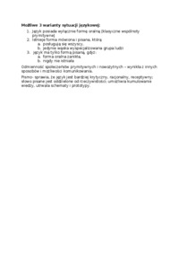 Możliwe 3 warianty sytuacji językowej