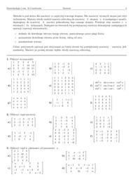 Wyznacznik i rząd macierzy, macierz odwrotna-opracowanie