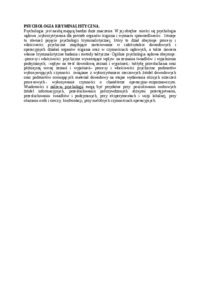 Wykład - Psychologia kryminalistyczna