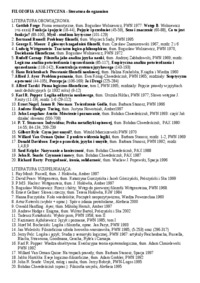 Filozofia analityczna, lista lektur