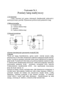 Pomiary lamp małej mocy - ćwiczenia