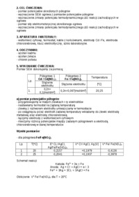 Pomiar siły elektromotorycznej ogniw i potencjałów półogniw - ćwiczenia