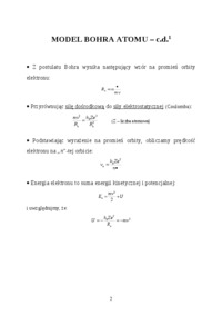 Modele atomu Bohra - wykład
