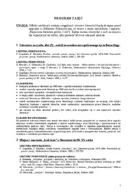 Program zajęć - wykład