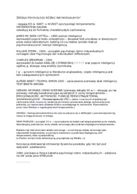 Źródła psychologii różnic indywidualnych-opracowanie