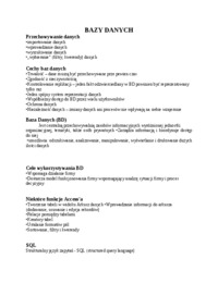Bazy danych - funkcje Access'a - opracowanie