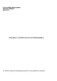 obliczenia dla koparki w funkcji głębokości urabiania - omóienie