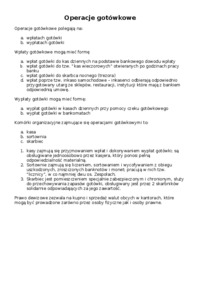 Operacje gotówkowe - pytania na kolokwium
