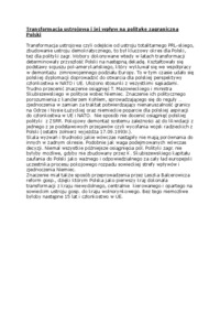 Transformacja ustrojowa i jej wpływ na politykę zagraniczną Polsk- opracowaniei