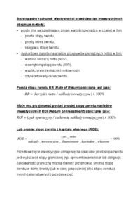 Rachunek efektywności przedsięwzięć inwestycyjnych- opracowanie