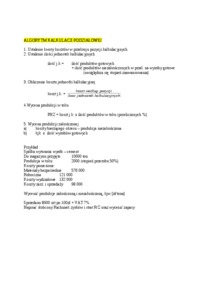 Kalkulacja podziałowa prosta- opracowanie