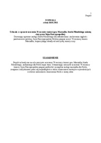 Uchwała w sprawie uczczenia 76 rocznicy śmierci gen Marszałka Józefa Piłsudskiego