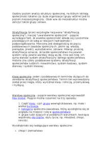 Struktura i stratyfikacja społeczna-opracowanie