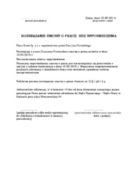 ROZWIĄZANIE UMOWY O PRACĘ  BEZ WYPOWIEDZENIA-praca zaliczeniowa z wykładu