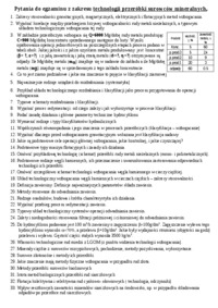 Technologia przeróbki surowców mineralnych-pytania do egzaminu