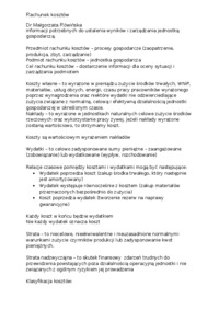 Podstawowe zagadnienia kosztów- opracowanie