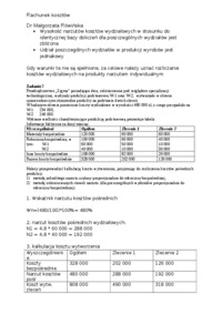 Rozliczanie kosztów pośrednich produkcji- opracowanie