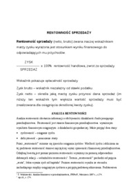 Analiza rentowności- opracowanie