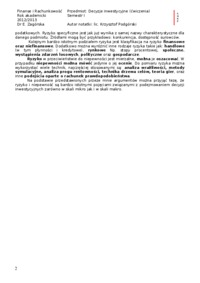 Ryzyko a niepewność- opracowanie