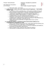 Zarządzanie jakością- wykład 8