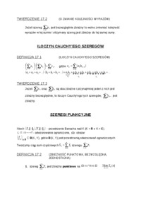 Własności sum nieskończonych- wykład 17