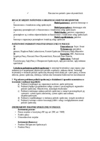 Wykład - Podmioty polityki społecznej