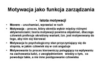 Motywacja jako funkcja zarządzania - omówienie
