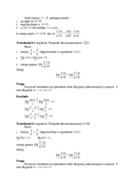 Ćwiczenia - Twierdzenia o pochodnych - Reguła de l'Hospitala