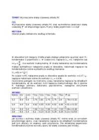 Wyznaczanie stałej czasowej układu RC