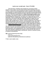 Aprioryczne warunki nauk - Kant (wykład)