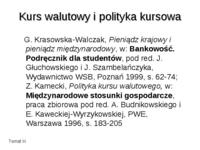 Kurs walutowy i polityka kursowa