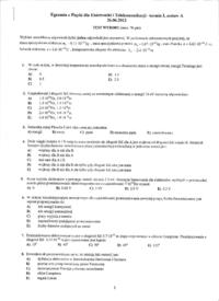 Egzamin z fizyki-termin I grupa A 2012