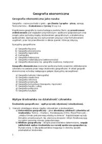 Geografia ekonomiczna -  zagadnienia ogólne