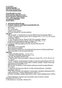 Geografia Polityczna - ćwiczenia