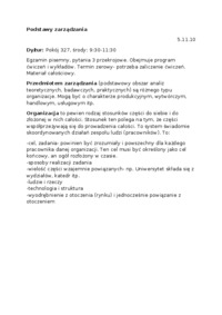 Podstawy zarządzania- zagadnienia wstępne