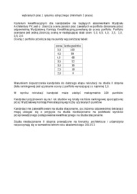 Studia II stopnia, Kraków, Politechnika Krakowska, architektura i urbanistyka, niestacjonarne, kryteria przyjęć, informacja
