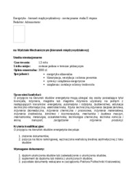 Studia II stopnia, Kraków, Politechnika Krakowska, energetyka na wydziale mechanicznym, niestacjonarne, kryteria przyjęć, informacja