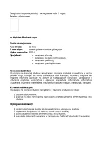 Studia II stopnia, Kraków, Politechnika Krakowska, zarządzanie i inzynieria produkcji w języku polskim, niestacjonarne, kryteria przyjęć, informacja
