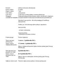 Kryteria przyjęć II stopnia,  niestacjonarne, edukacja techniczno-informatyczna - 2 letnie, Uniwersytet Pedagogiczny, Kraków