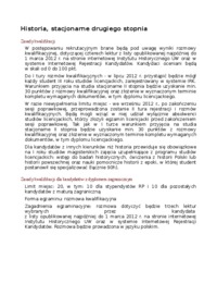 Zasady kwalifikacji na stopnia drugiego stopnia, Historia, Uniwersytet Warszawski, Warszawa. 