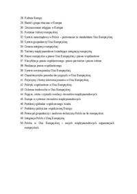 Zagadnienia na egzamin na studia II stopnia- europeistyka- Uniwersytet Wrocławski