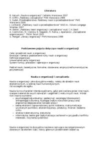 Nauka o organizacji- wykłady