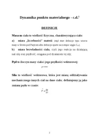 Dynamika punktu materialnego - Ruch postępowy